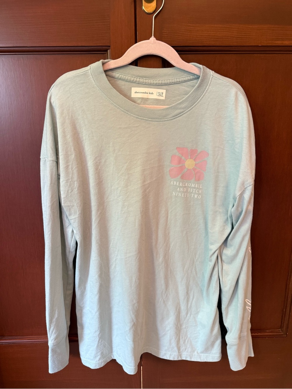 abercrombie kids Light Blue Long Sleeve Tee with Pink Flower